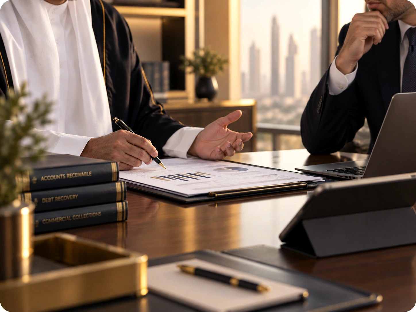 Financial claims review in a modern office